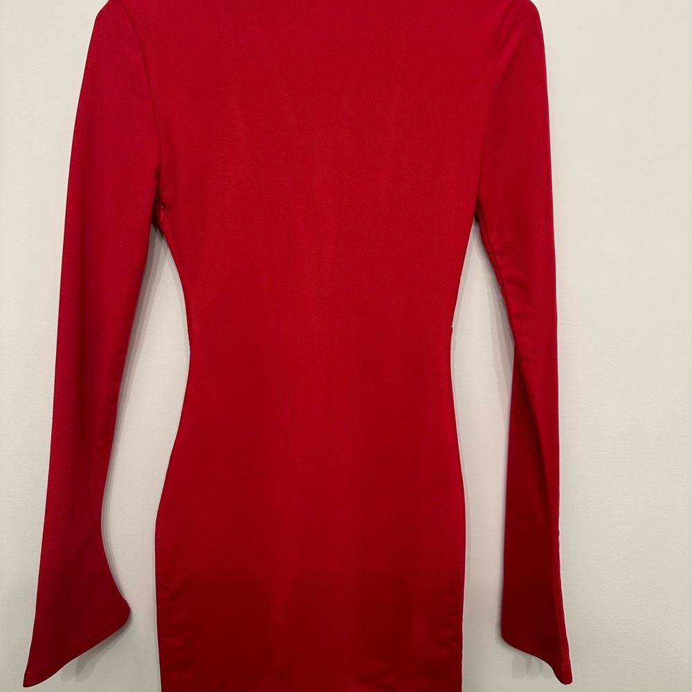 Babyboo Elegant Red Draped Women's Dress - Picture 4 of 5